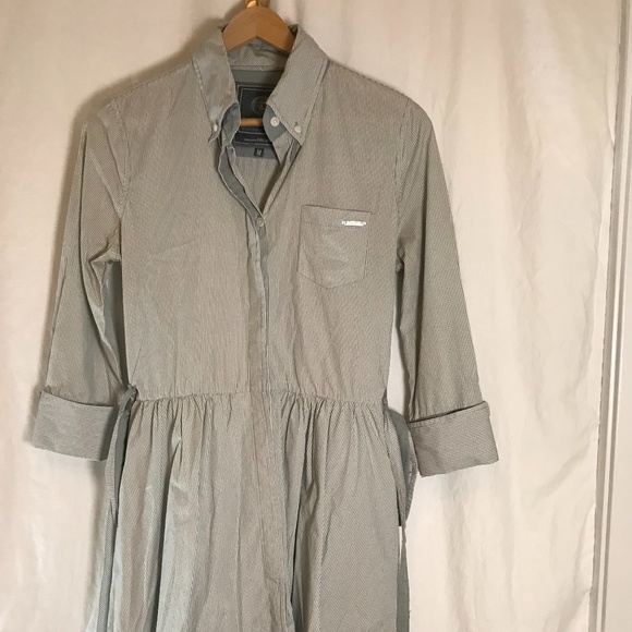 SOLD - Superdry Grey Striped Button-up Shirtdress - Picture 1 of 11